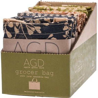 Apple Green Duck Reusable Shopping Bag, Grocer Mixed Design (40cmx34cmx12cm)