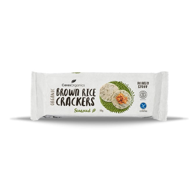 Ceres Organics Brown Rice Crackers 115g, Seaweed Flavour