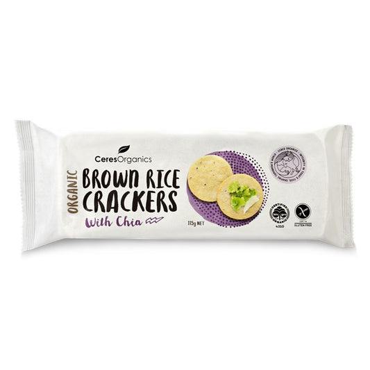 Ceres Organics Brown Rice Crackers 115g, With Chia Seeds