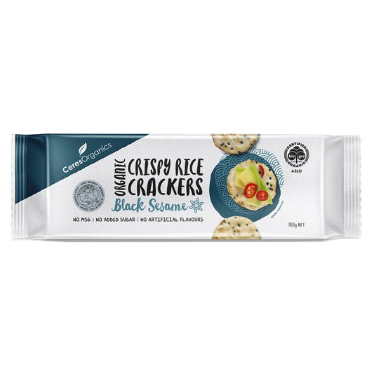 Ceres Organics Crispy Rice Crackers 100g, Black Sesame
