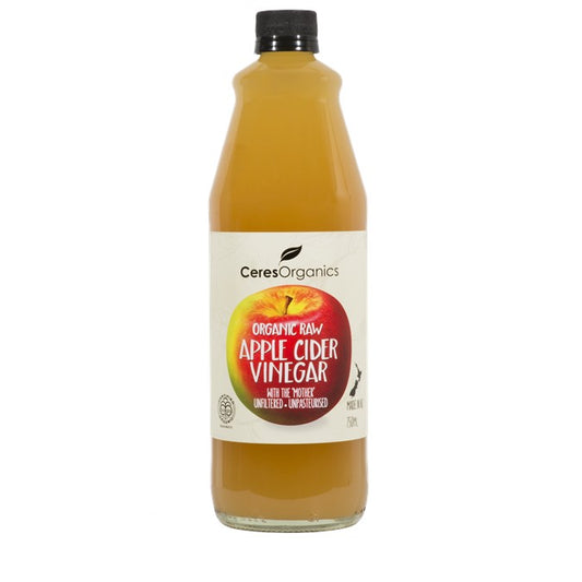 Ceres Organics Apple Cider Vinegar 750ml, Raw With The Mother (Glass Bottle)