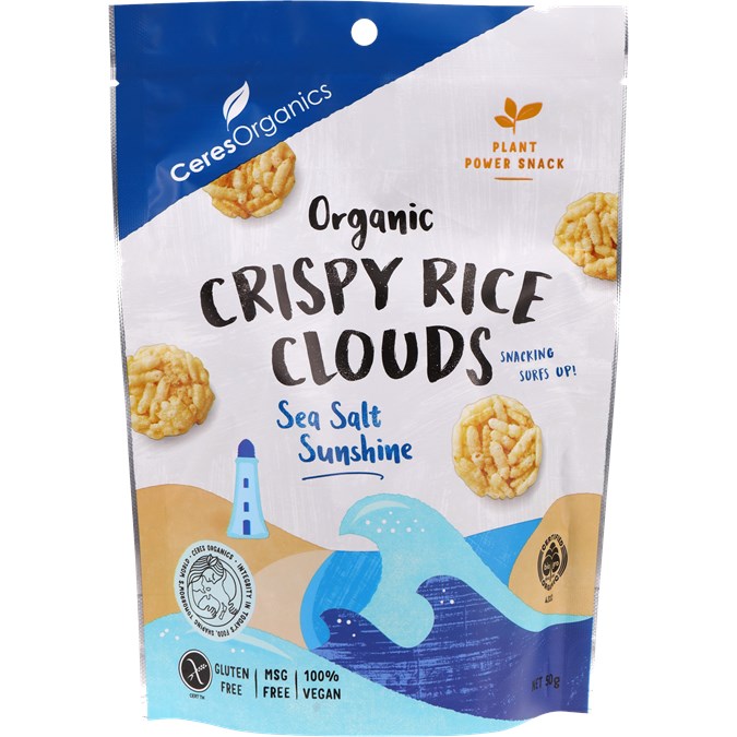 Ceres Organics Crispy Rice Clouds 50g, Sea Salt Flavour