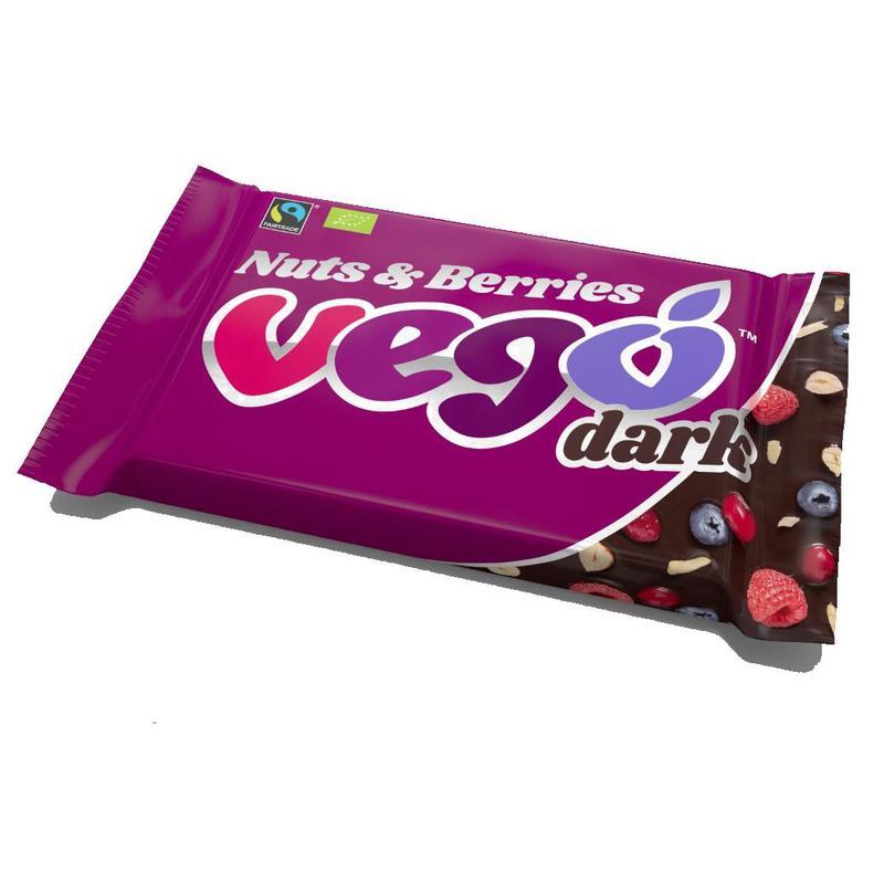 Vego Dark Chocolate Bar 85g, Nuts & Berries