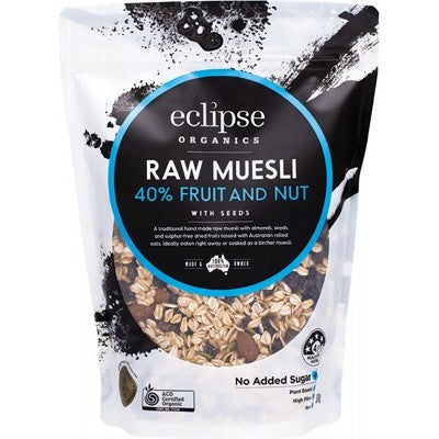 Eclipse Organics Raw Muesli 500g, 40% Fruit And Nut Certified Organic