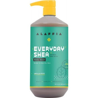 Alaffia Everyday Shea Body Wash 950ml, Vanilla Mint Fragrance