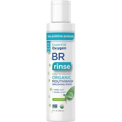 Essential Oxygen Certified Organic Mouthwash, Brushing/Rinse 88ml Or 473ml, Fluoride Free & Peppermint Flavour
