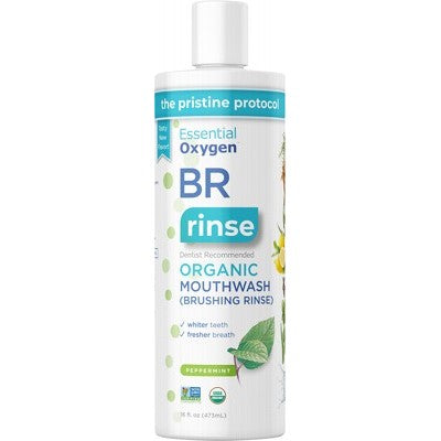 Essential Oxygen Certified Organic Mouthwash, Brushing/Rinse 88ml Or 473ml, Fluoride Free & Peppermint Flavour