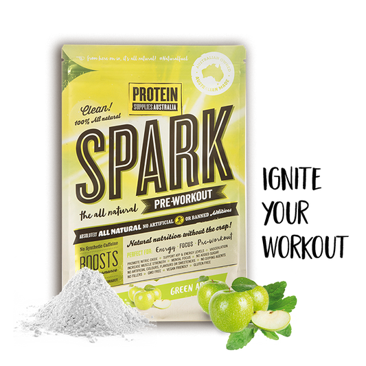 Protein Supplies Australia Spark (All Natural Pre-workout) 15g Or 250g, Green Apple Flavour