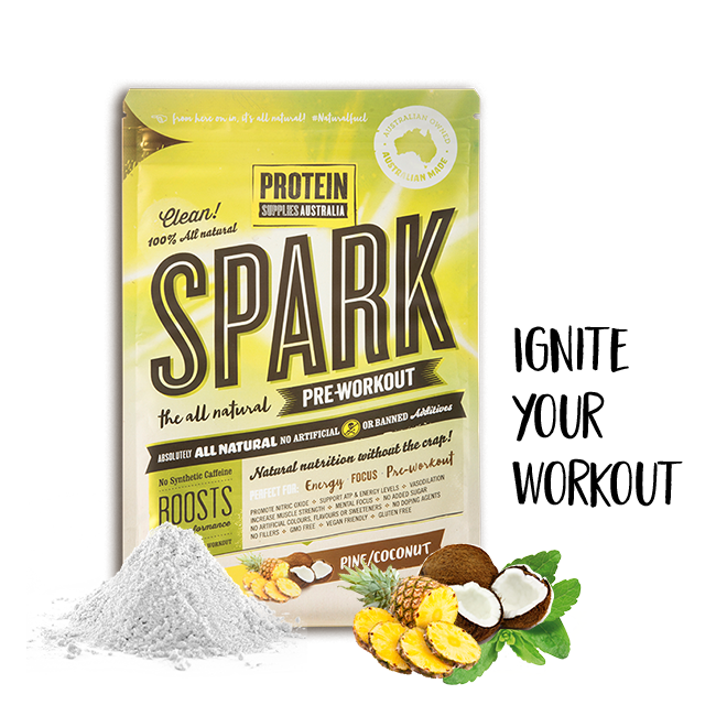 Protein Supplies Australia Spark (All Natural Pre-workout) 15g Or 250g, Pine Coconut Flavour