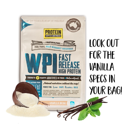 Protein Supplies Australia WPI (Whey Protein Isolate) 500g, 1kg Or 3kg, Vanilla Bean Flavour