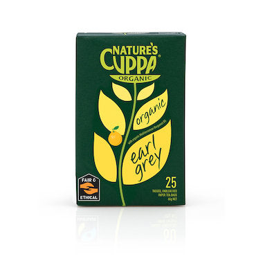 Nature's Cuppa Earl Grey 25 Or 60 Teabags, Certified Organic With Organic Mediterranean Bergamot Oil