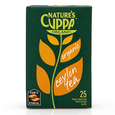 Nature's Cuppa Black Ceylon Tea 25 Teabags Or 60 Teabags, Certified Organic