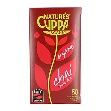 Nature's Cuppa Chai Spiced Tea 50 Teabags, Certified Organic