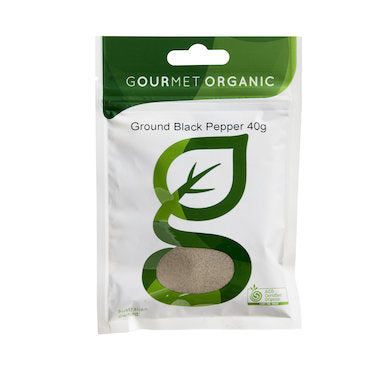 Gourmet Organic Pepper Black Ground 40g, Certified Organic