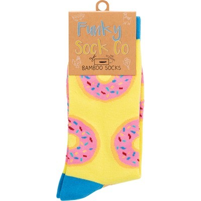 Funky Sock Co Bamboo Socks Single Pair, Glazed Donuts