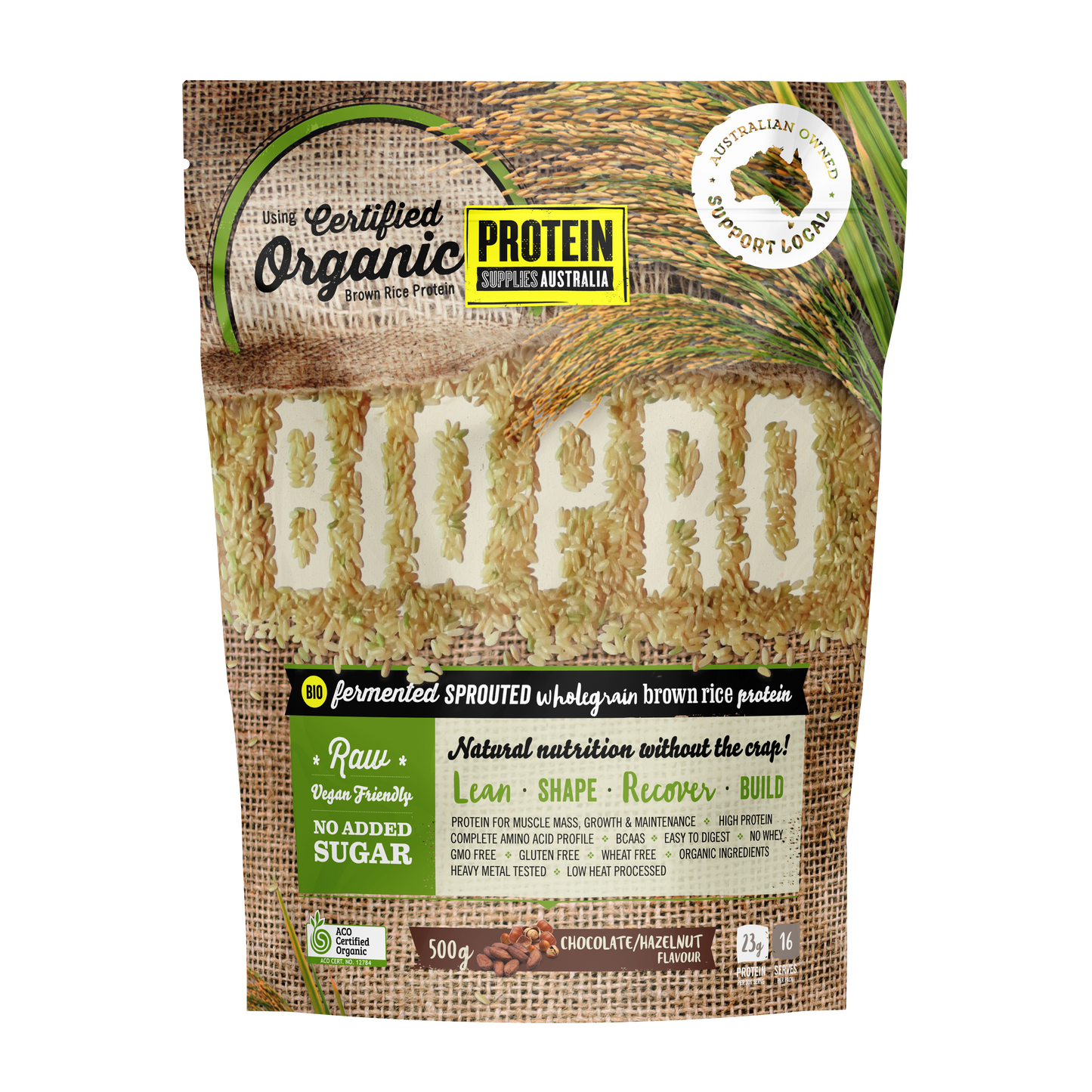 Protein Supplies Australia BioPro (Sprouted Brown Rice) 500g Or 1kg, Chocolate & Hazelnut Flavour