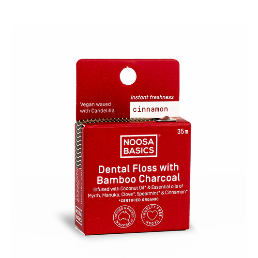Noosa Basics Bamboo Charcoal Dental Floss 35m, Cinnamon Flavour