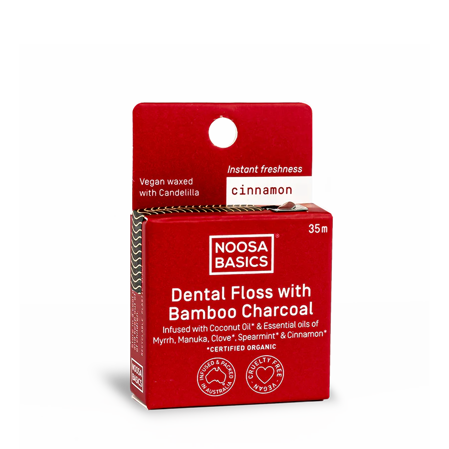 Noosa Basics Bamboo Charcoal Dental Floss 35m, Cinnamon Flavour