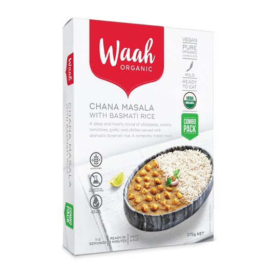 Waah Organic Chana Masala with Basmati Rice 375g, A Complete Indian Meal