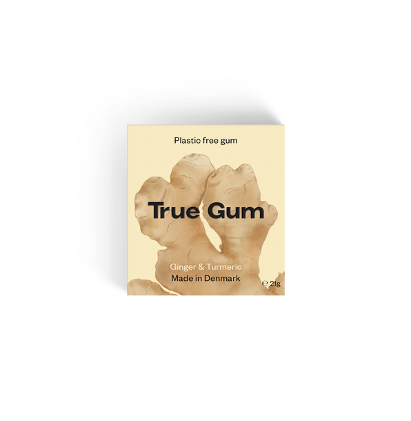 True Gum Sugar Free Gum, Single Pack (21g) Or A Box Of 24, Ginger & Turmeric Flavour Plastic Free Packaging