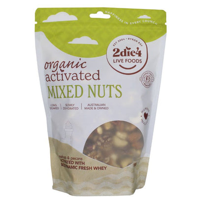 2Die4 Live Foods Activated & Organic Mixed Nuts 120g, 300g Or 600g, Activated With Fresh Whey