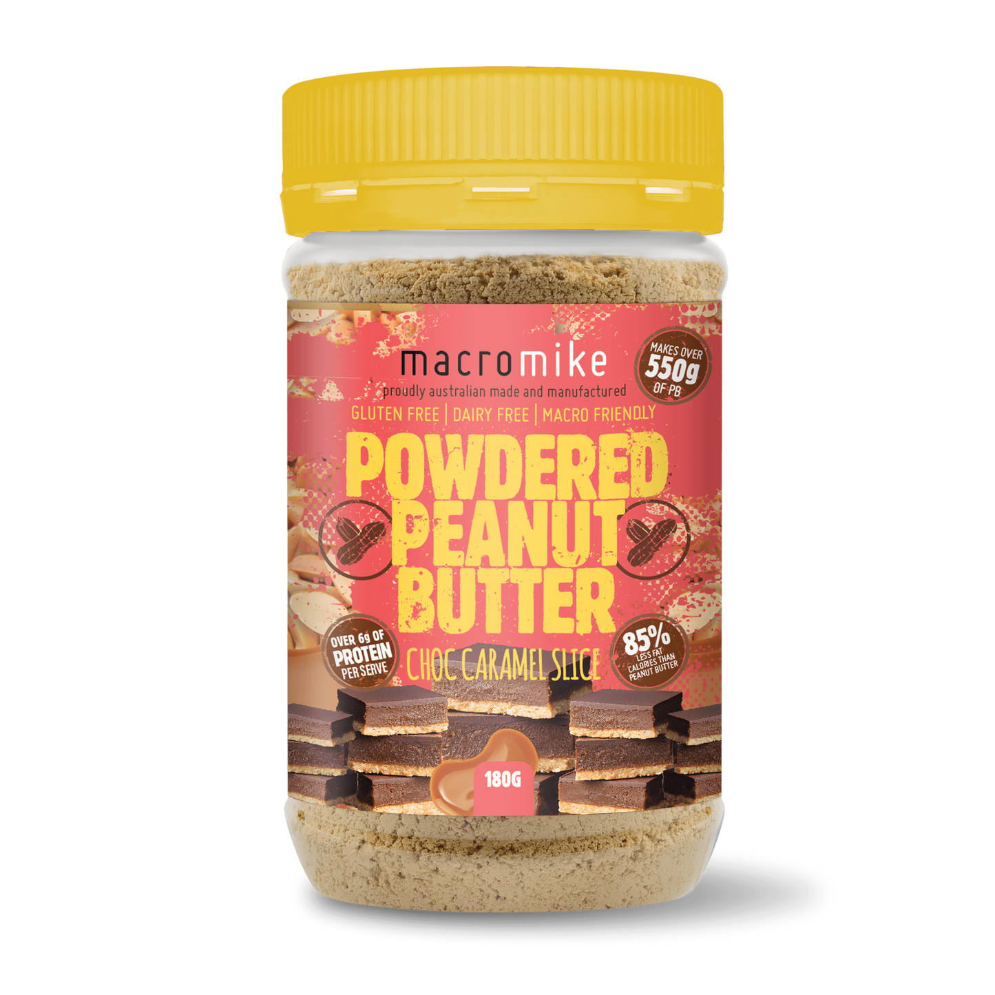 Macro Mike Powdered Peanut Butter 180g, Chocolate Caramel Slice Flavour