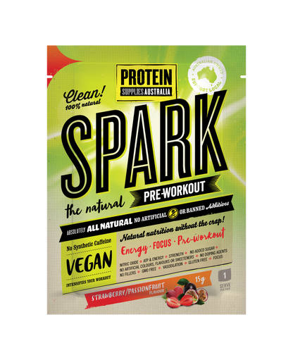 Protein Supplies Australia Spark (All Natural Pre-workout) 15g Or 250g, Strawberry and Passionfruit Flavour