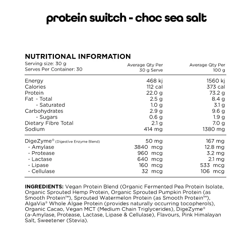 Switch Nutrition Protein Switch 900g (30 serves), Chocolate Flavour