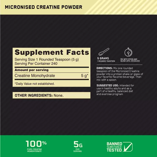 Optimum Nutrition Micronized Creatine Powder 300g Or 600g, Unflavoured
