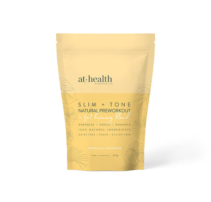 At Health Slim + Tone Natural Vegan PreWorkout 250g, Tropical Sunshine Flavour