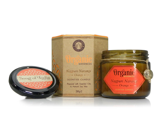 Organic Goodness Natural Soy Wax Candle 200g, Nagpuri Narangi (Orange)