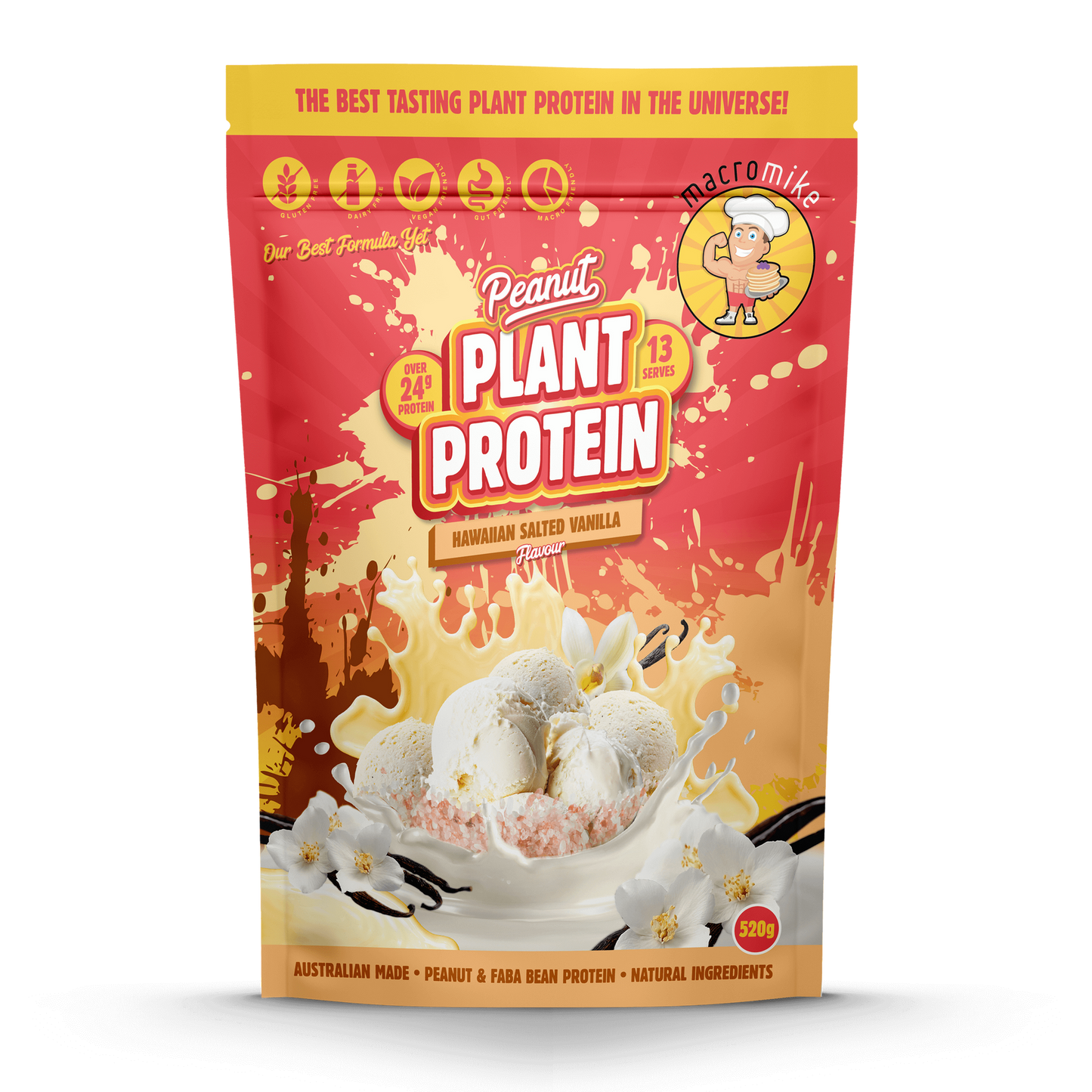 Macro Mike Peanut Plant Protein 520g Or 1kg, Hawaiian Salted Vanilla Flavour
