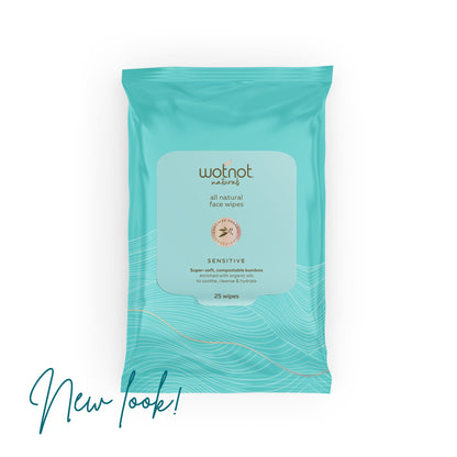 Wotnot Naturals Face Wipes 5 Pack Or 25 Pack, For Sensitive Skin