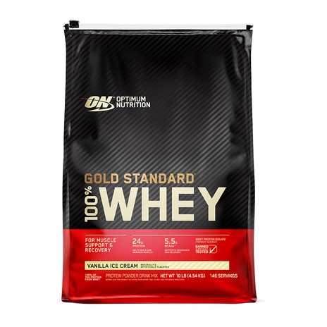 Optimum Nutrition Gold Standard 100% Whey 2lb, 5lb Or 10lb, Vanilla Ice Cream Flavour