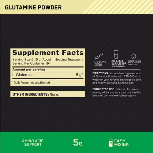 Optimum Nutrition Glutamine Powder 600g or 1kg, Unflavoured