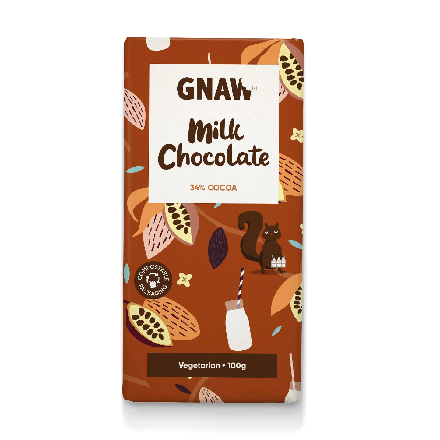Gnaw Chocolate Handcrafted Milk Chocolate 100g, 36% Cocoa