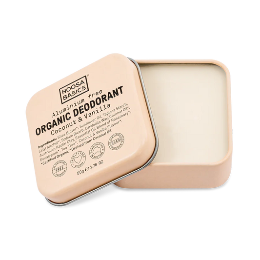 Noosa Basics Organic Deodorant Tin 50g, Coconut & Vanilla Fragrance