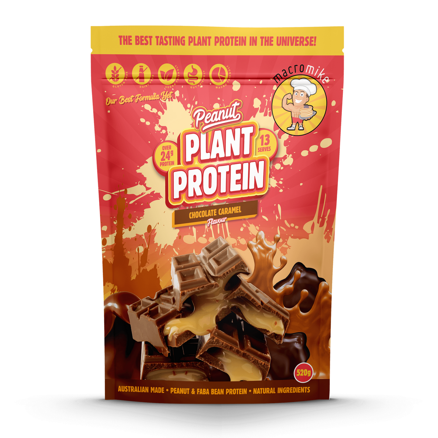 Macro Mike Peanut Plant Protein 520g Or 1kg, Chocolate Caramel Flavour