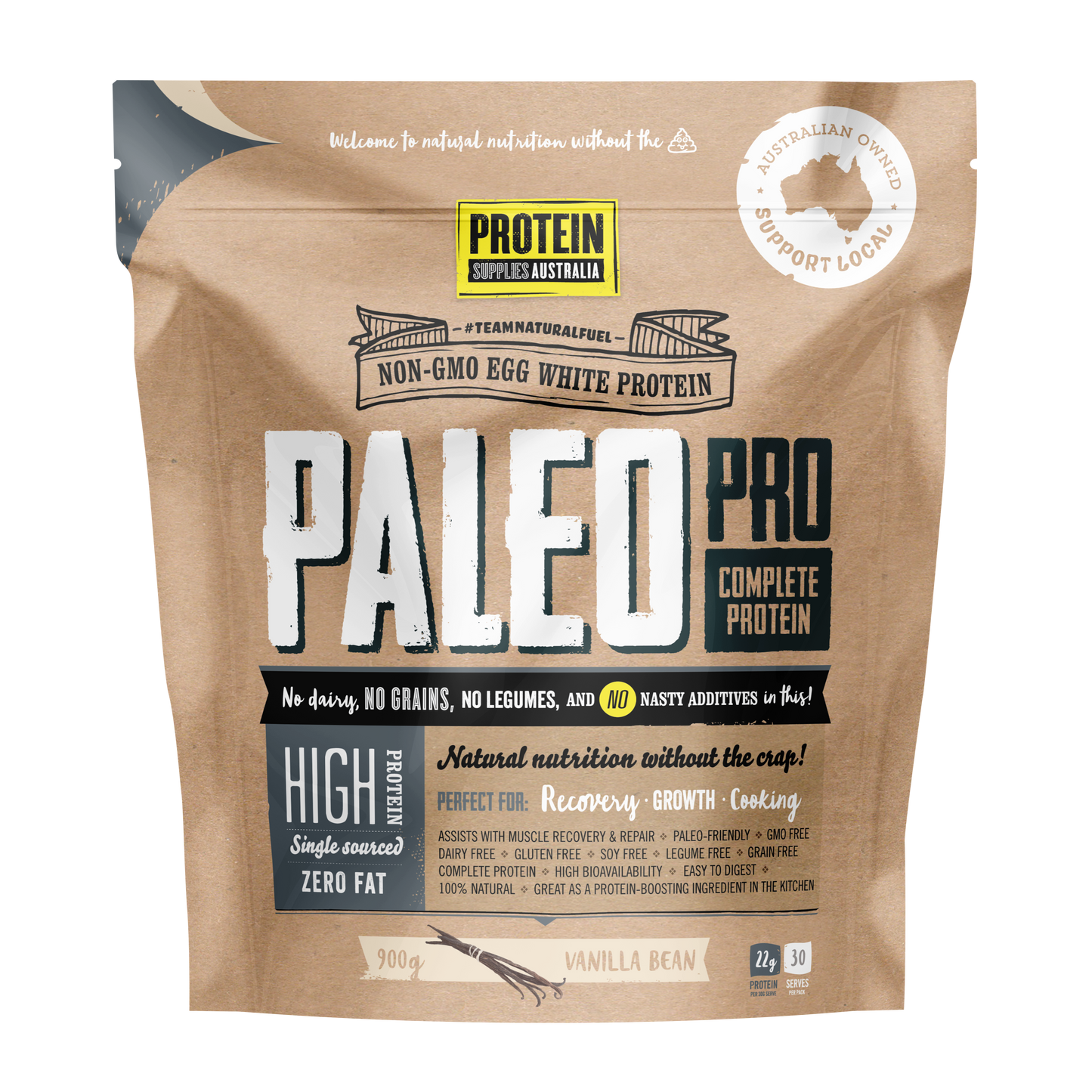 Protein Supplies Australia PaleoPro (Egg White Protein) 400g Or 900g, Vanilla Bean Flavour