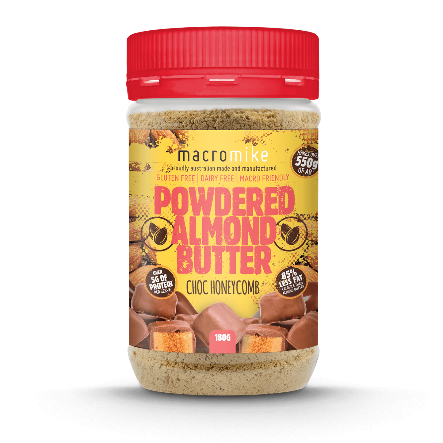 Macro Mike Powdered Almond Butter 180g, Choc Honeycomb Flavour