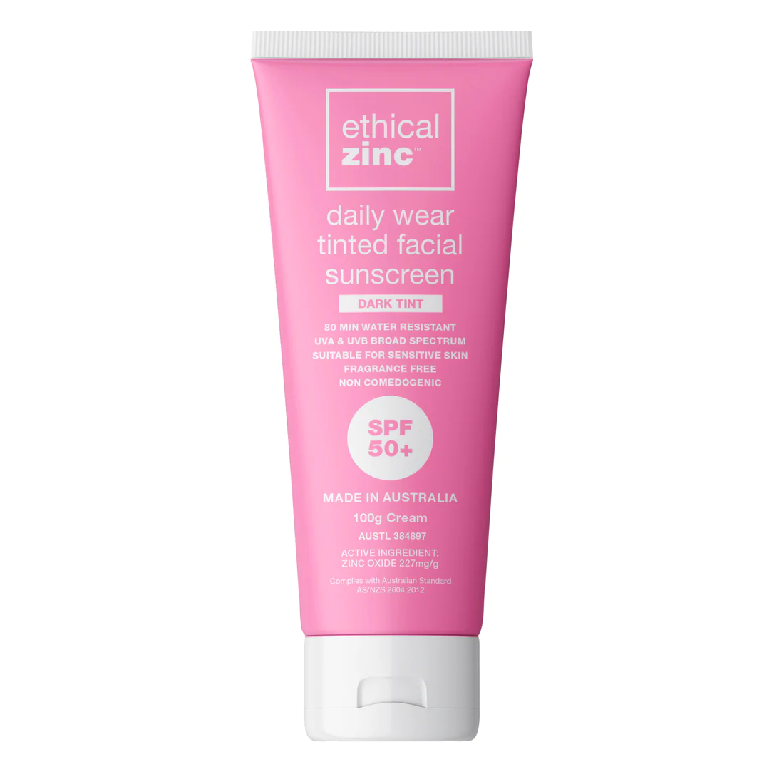 Ethical Zinc SPF50+ Daily Wear Tinted Facial Sunscreen 100g, Dark Tint