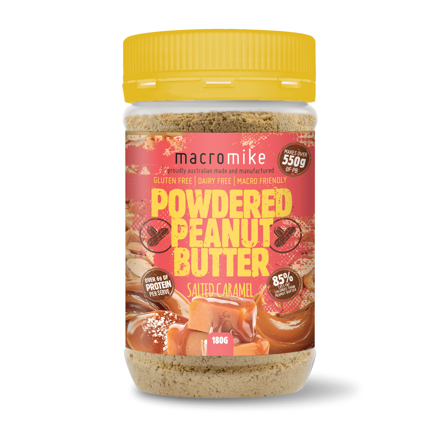 Macro Mike Powdered Peanut Butter 180g, Salted Caramel Flavour