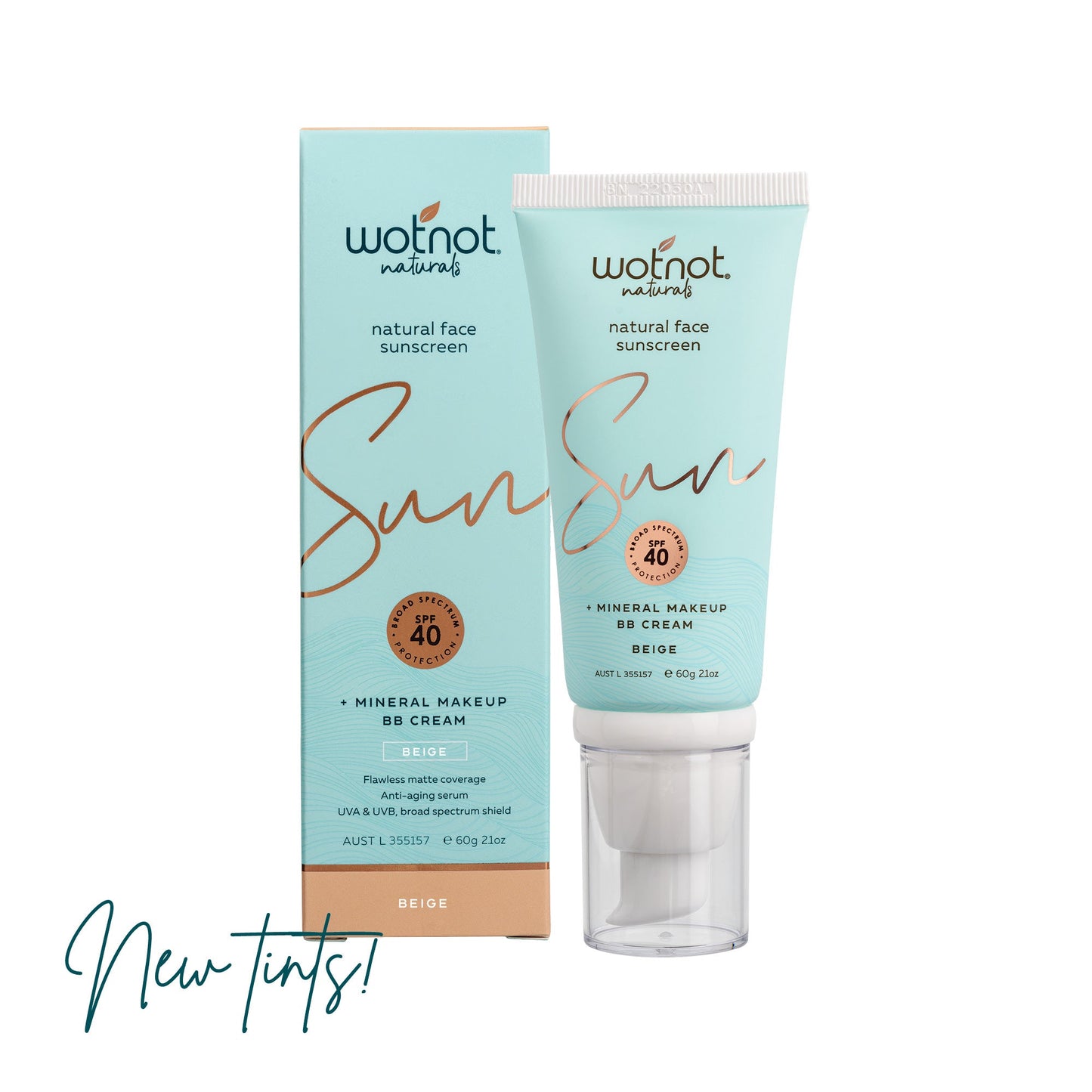 Wotnot Natural Face Sunscreen, Mineral Makeup & BB Cream 40 SPF, Nude, Ivory, Beige Or Tan Shades