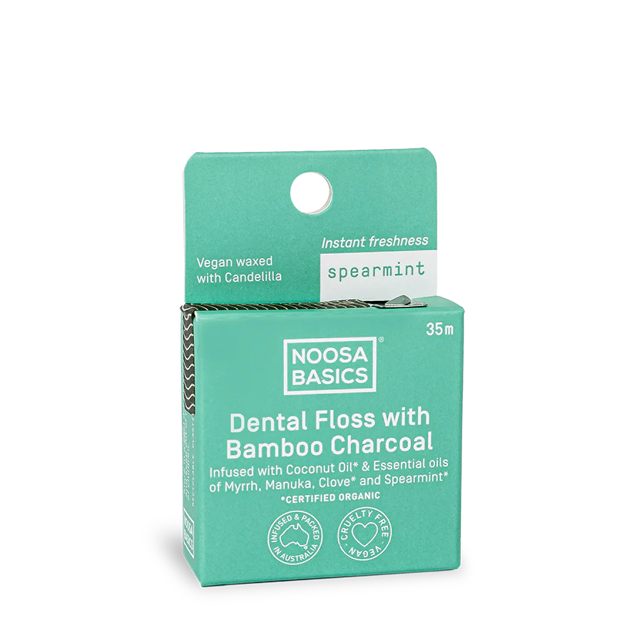 Noosa Basics Bamboo Charcoal Dental Floss 35m, Spearmint Flavour