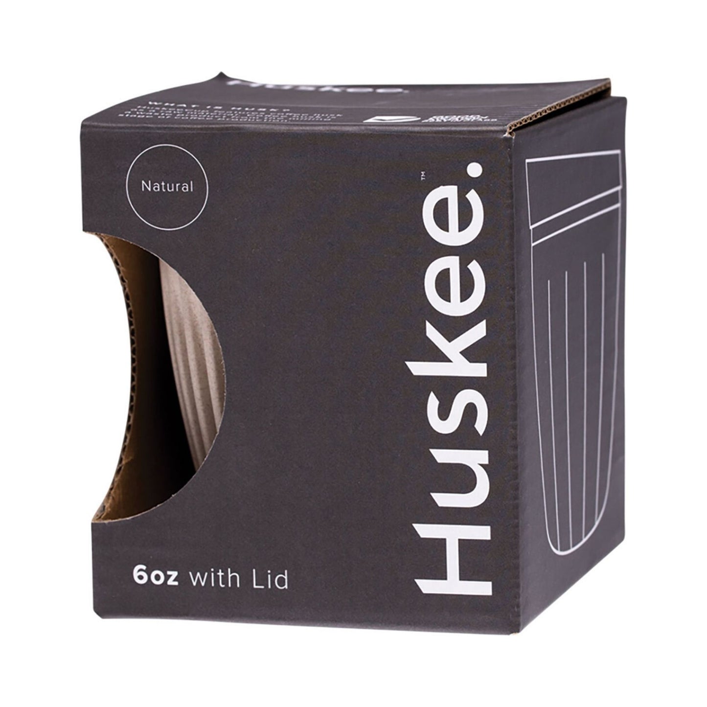 Huskee Reusable Coffee Cup 6oz (177ml), Charcoal Or Natural