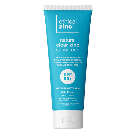 Ethical Zinc SPF 50+ Zinc Sunscreen 100ml, Natural Clear & Water Resistant