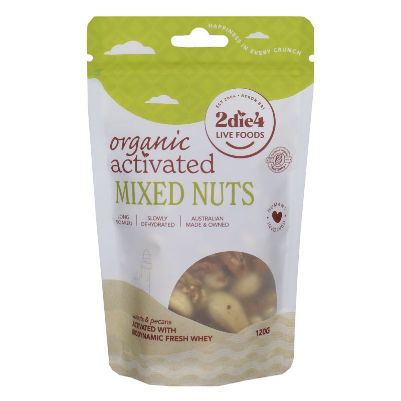2Die4 Live Foods Activated & Organic Mixed Nuts 120g, 300g Or 600g, Activated With Fresh Whey