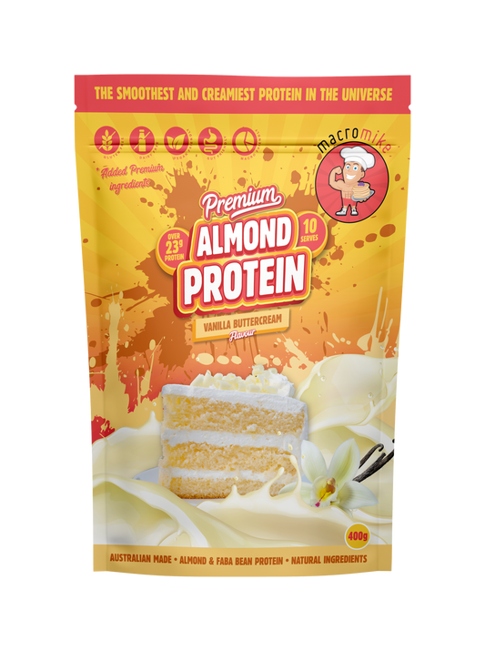 Macro Mike Premium Almond Protein 400g or 800g, Vanilla Buttercream Flavour