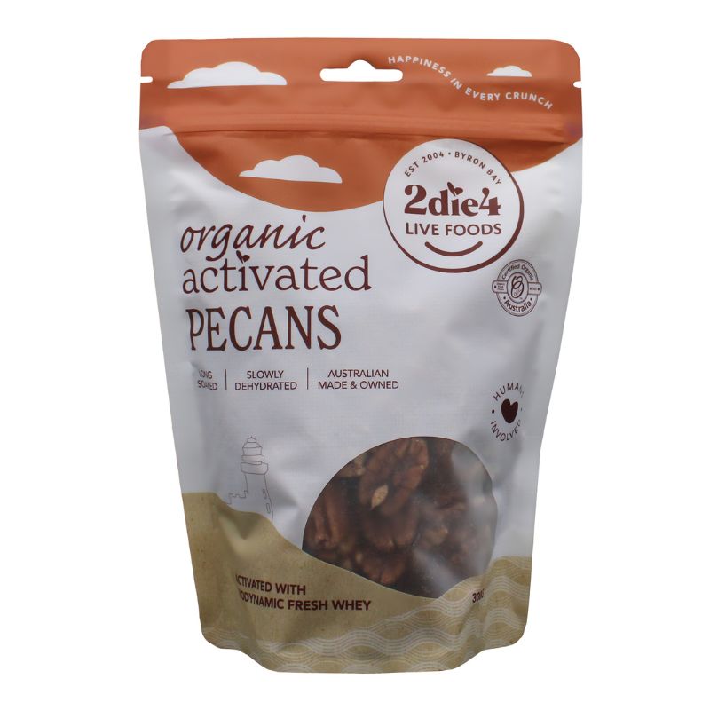 2Die4 Live Foods Activated & Organic Pecans 120g Or 300g, Activated With Fresh Whey
