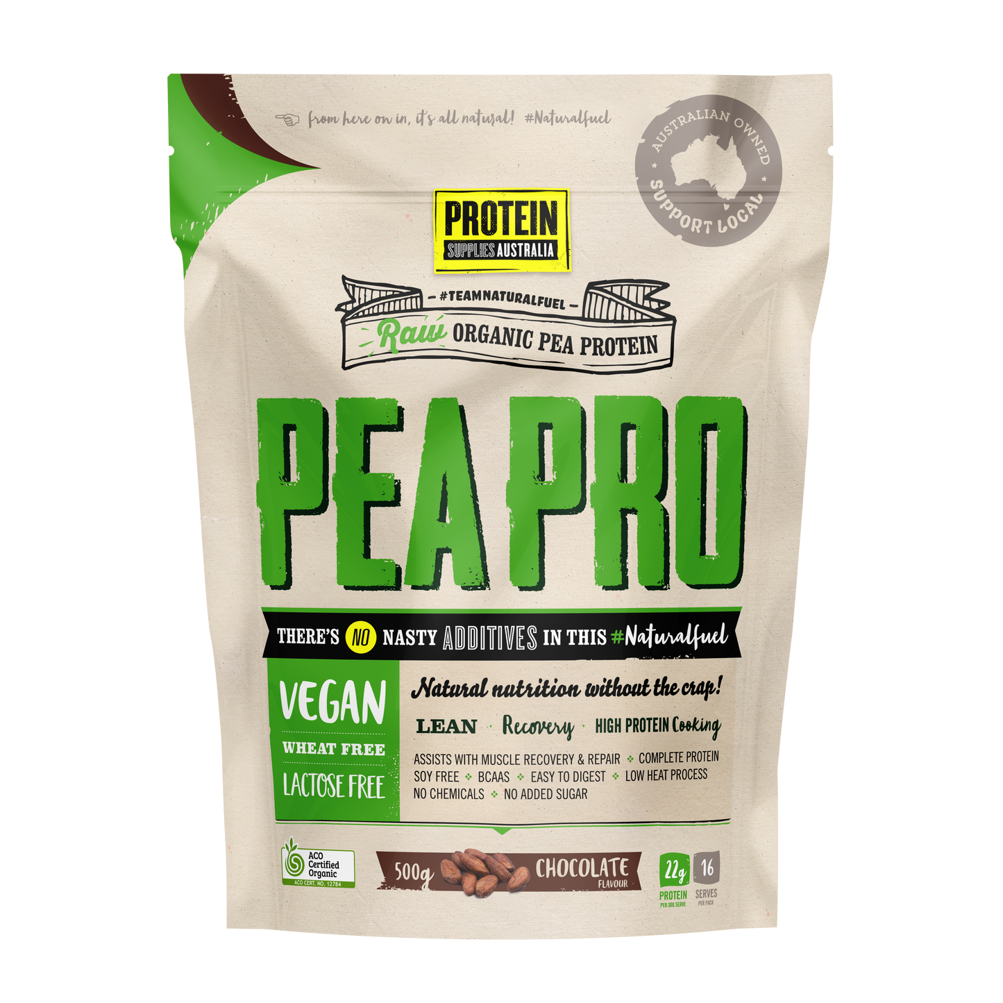 Protein Supplies Australia PeaPro (Raw Pea Protein) 500g Or 1kg, Chocolate Flavour